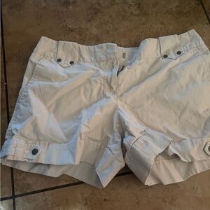 LOFT White Roll-Cuff Cargo Shorts